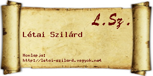Létai Szilárd névjegykártya